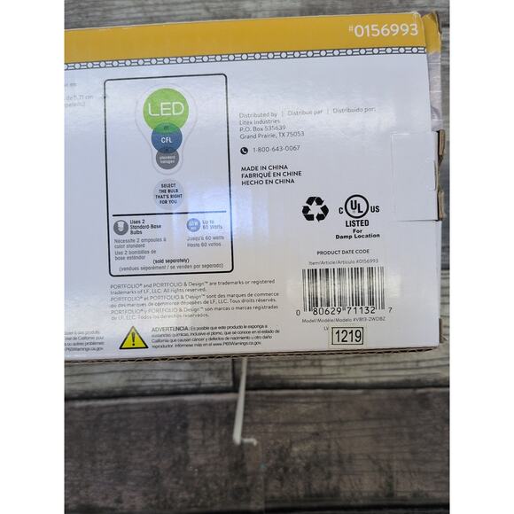 Portfolio 2-Light Bronze Transitional Vanity Light Bar V813-2WD8Z (D5) - Picture 6 of 12